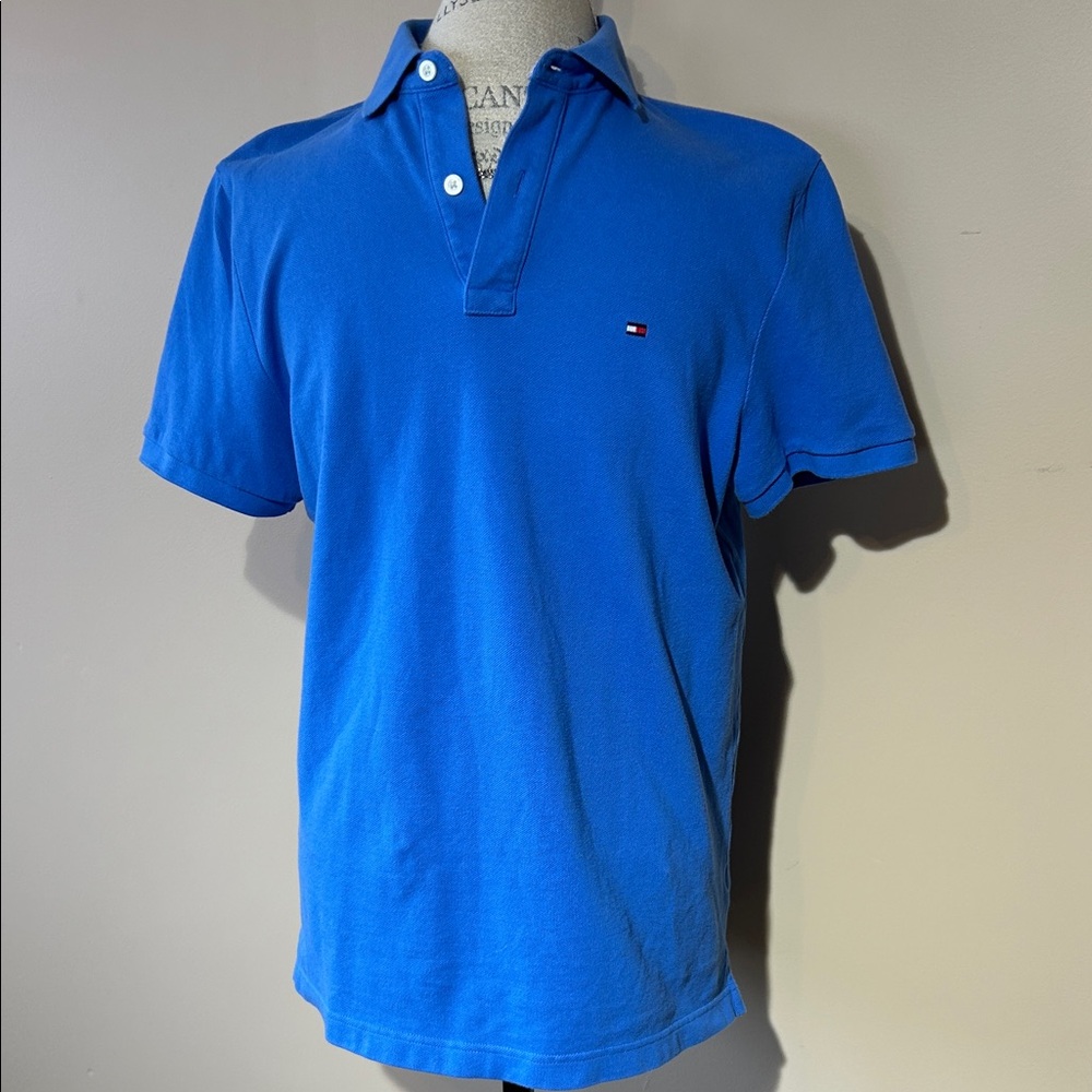 Tommy Hilfiger Men's Polo Shirt, Custom Fit, Blue (Size Medium)